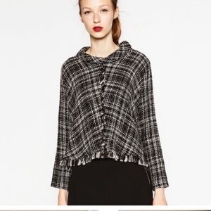 Zara Woman black/white tweed top